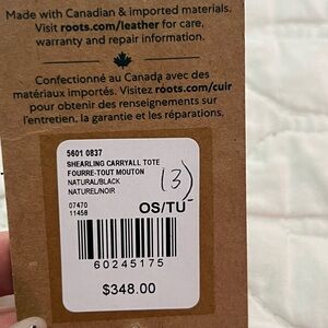 Roots Shearling Tote in Natural and Black REVERSIBLE